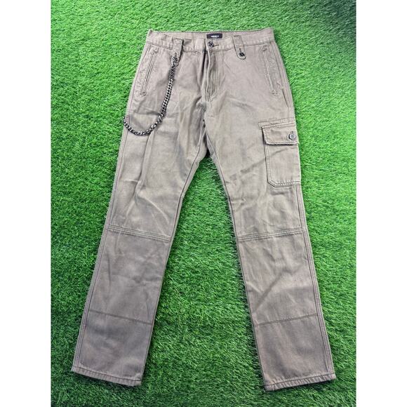 Forever 21 Mens 31 Slim Wallet Chain Cargo Pants Olive Twill Streetwear Casual - Picture 1 of 12